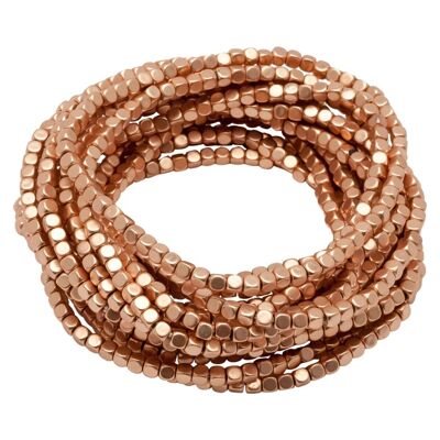 AVA - B50002.50 Bracelet à perles empilable extensible doré à l'or rose fin 24 carats