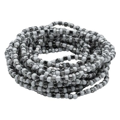 B50001.42 - Bracelet en étain argenté au 925 Sterling avec une alternance de perles blanches