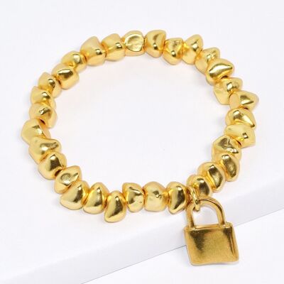 B71674.10 - Bracelet en perles extensibles avec breloque cadenas