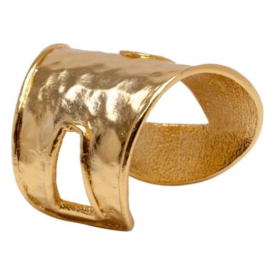 ROMANE - B60070.10 Bracelet martelé adoré à l'or fin 24 carats asymétrique