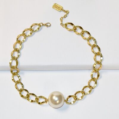 N70651.10 - Collier doré avec une grosse chaîne et une grosse perle