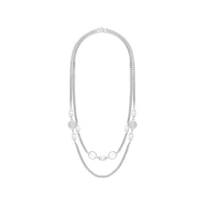 N63146.22 - Collier étain argenté au 925 Sterling élégant avec des perles de verre