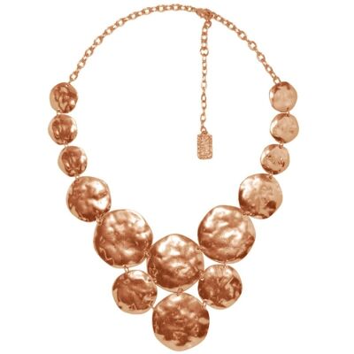 N56092.50 - Collier étain doré rose à l'or fin 24 carats avec plusieurs médailles