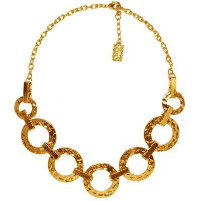 N50918.10 - Collier étain doré 24 carats avec des cercles reliés entre eux