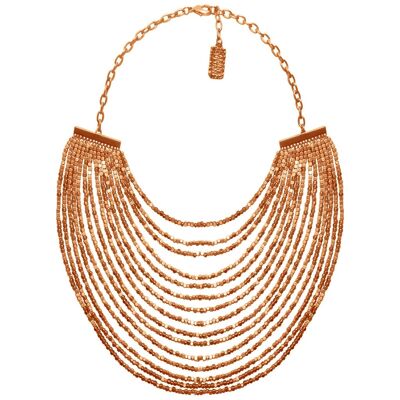 N50825.50 Collier doré à l'or rose fin 24 carats avec plusieurs lignes de perle