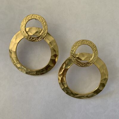 E70804.10 Boucles d'oreilles double anneaux martelés