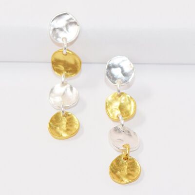 E56044.01 Boucles d'oreilles dorées à l'or fin 24 carats avec ligne de médaillons (Copy)