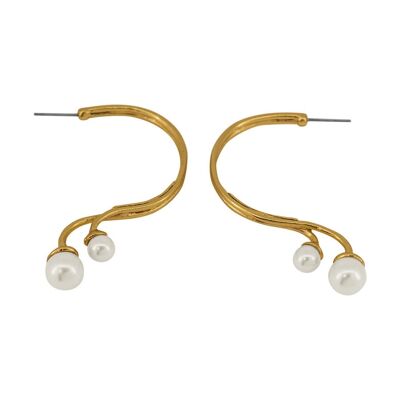 E61037.12 - Boucles d'oreilles étain doré à l'or fin 24 carats avec une forme arrondie
