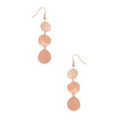 E56008.50 - Boucle d'oreilles doré rose avec trois mini disques