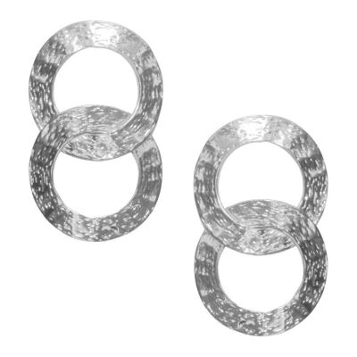 E62073.20 - Boucles d'oreilles étain argenté 925 Sterling avec deux cercles entrelacés