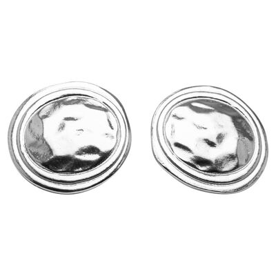 E57036.20 - Boucles d'oreilles étain argenté 925 Sterling de forme d'une pièce de monnaie