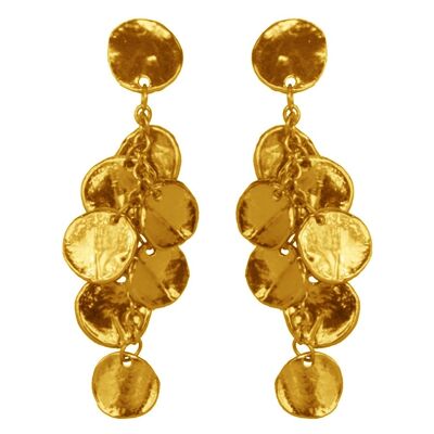 E50380.10 - Boucles d'oreilles étain doré à l'or fin 24 carats avec des petits médaillon