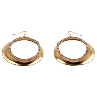 E50203.11 - Boucle d'oreilles dorées à l'or fin 24 carats avec cristaux clairs
