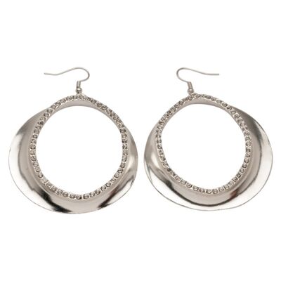 E50203.21 - Boucle d'oreilles argentées au 925 sterling avec cristaux clairs