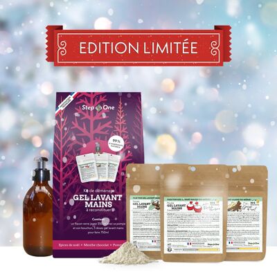 Caja navideña de edición limitada: gel limpiador de manos Christmas Spices, manzana dulce y menta chocolateada