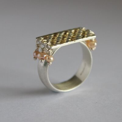 Aphrodite silver and gold siren ring-