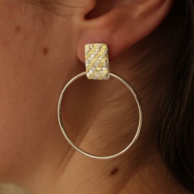 Silver and gold Siren hoop earrings-