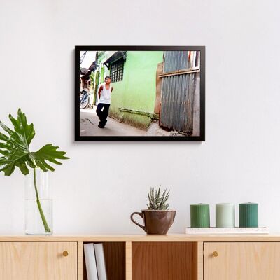 Green Wall - Christopher Castro, 5 years - Poster A3 in frame (black)