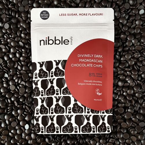 Nibble Simply Divinely Dark Madagascan Chocolate Chips 160g