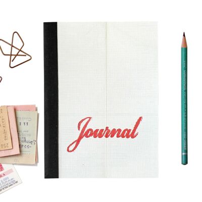 Linen Map Journal Red Script