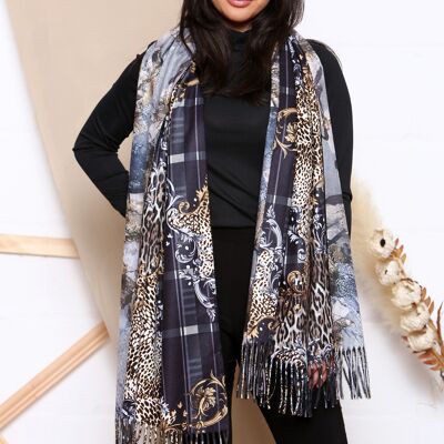 black leopard patterned scarf