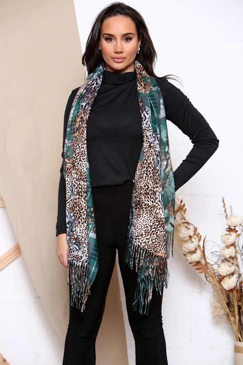 green leopard patterned scarf