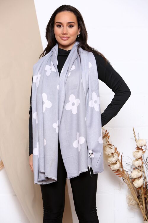 grey flower patterned winter scarf