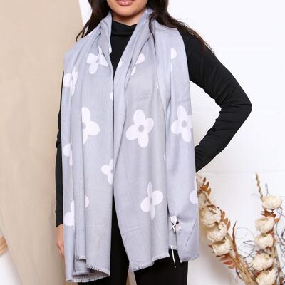 grey flower patterned winter scarf