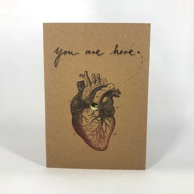 Du bist hier Herz-Grußkarte
