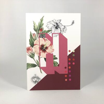 Botanical Alphabet H Greeting Card