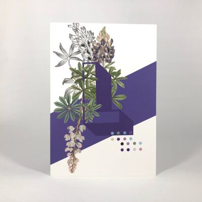 Conjunto de inicio de tarjeta de felicitación de alfabeto botánico
