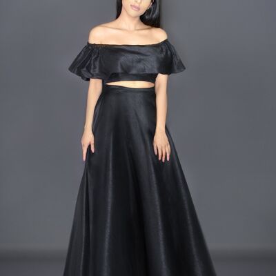 Black bardot ruffle top and Anya Skirt