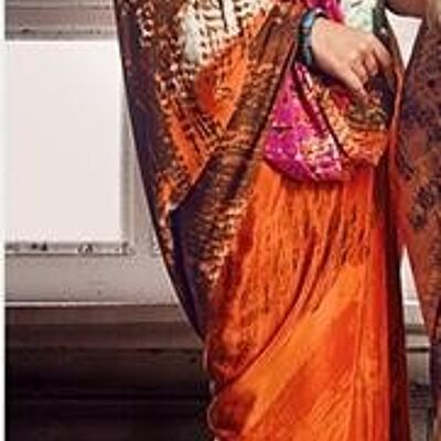 Digital Print Saree 7510 - Pink/Orange Print