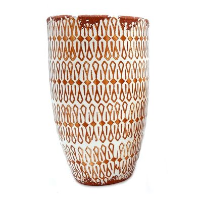 CERAMIC CANDLE GEOMETRIC 13X21CM CAMEL-AMBER