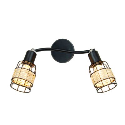 Nussim rattan and metal wall lamp - 2 lights