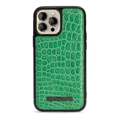 Custodia in pelle per iPhone 13 Pro Max MagSafe verde coccodrillo