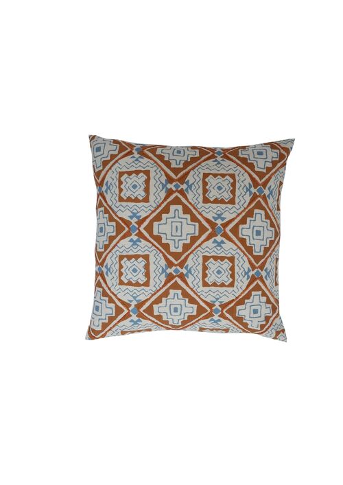 Funda-cushion cover cordoba 45x45cm camel/blue