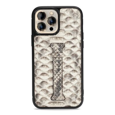 iPhone 13 Pro Max leather case with finger loop Python natural