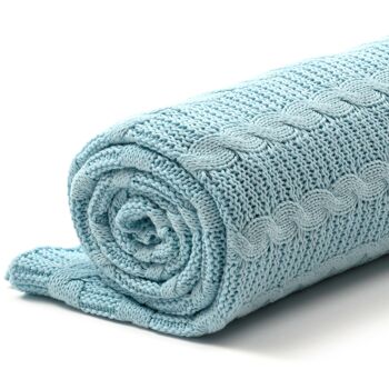 Couvre-lit en coton "Chill Blue Braided" 4