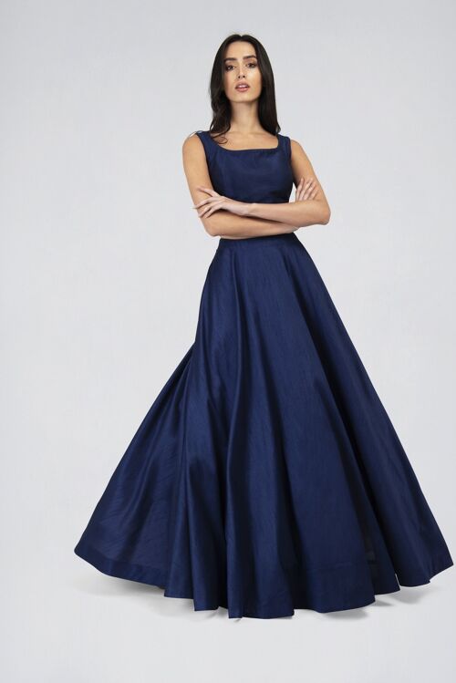 Anya Navy Blue Sleeveless Blouse and Round flare Skirt Lehenga 2 piece Set