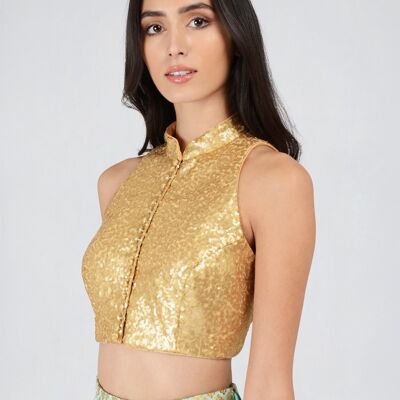 All Over Sequin Halterneck Blouse