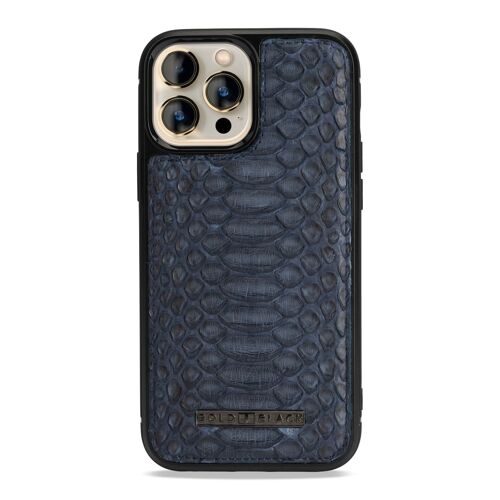 iPhone 13 Pro Max MagSafe Leder Case Python navy blau