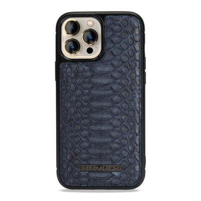 Custodia in pelle per iPhone 13 Pro Max MagSafe pitone blu navy