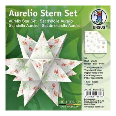 Leaflets Aurelio Star "Classic Christmas", red and green, 14.8 x 14.8 cm