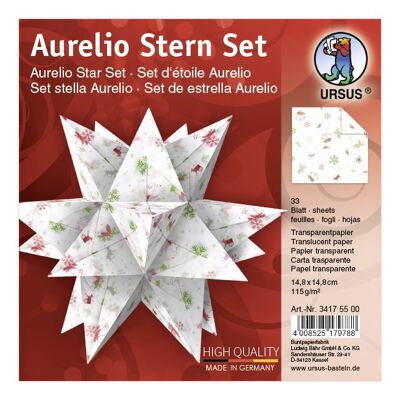 Leaflets Aurelio Star "Classic Christmas", red and green, 14.8 x 14.8 cm