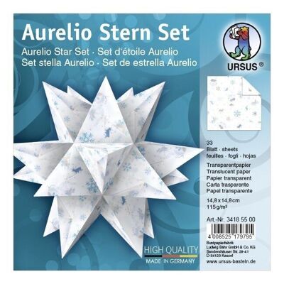 Leaflets Aurelio Star "Classic Christmas", blue and brown 02, 14.8 x 14.8 cm