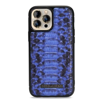 Custodia in pelle per iPhone 13 Pro Max MagSafe blu pitone