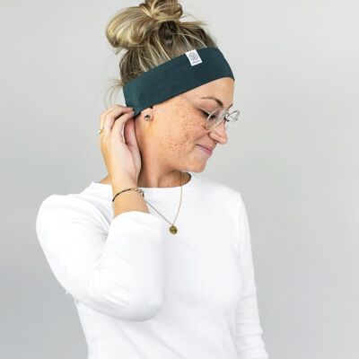 NARROW HEADBAND MADE OF ORGANIC JERSEY PETROL