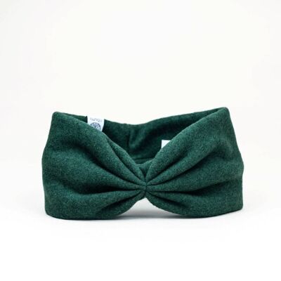 HEADBAND BOW MADE OF ORGANIC FOREST GREEN COTTON