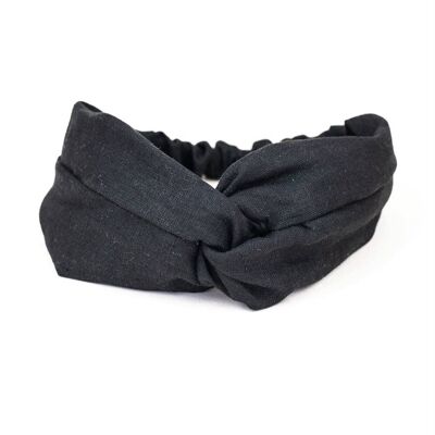 Haarband „love“ aus leinen black